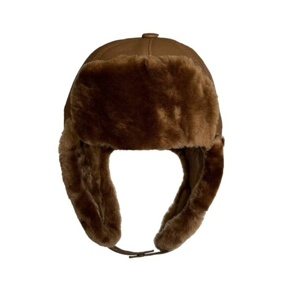 Genuine Shearling Sheepskin Leather Trapper Hat | Aviator Hat | Ushanka - Picture 3 of 6